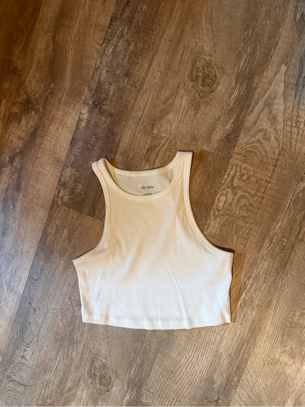 wild fable White Ribbed Cropped Tank Top